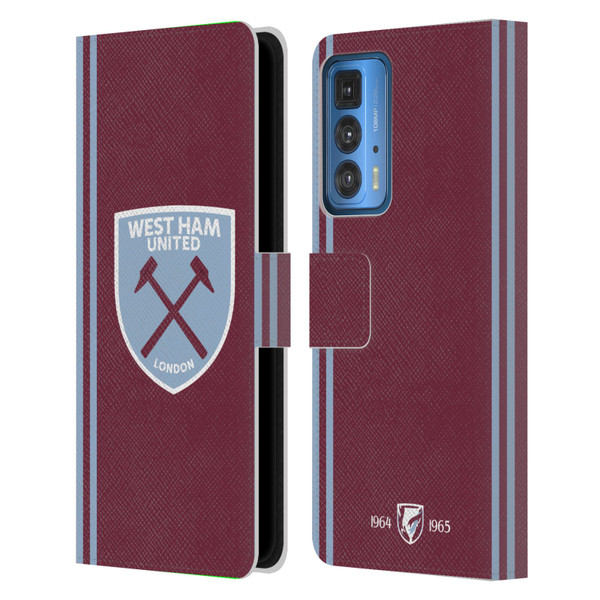 West Ham United FC 2024/25 Crest Kit Home Leather Book Wallet Case Cover For Motorola Edge (2022)