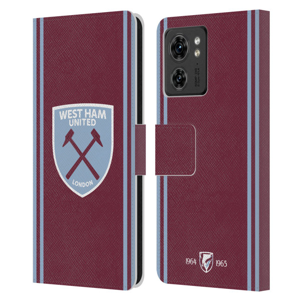 West Ham United FC 2024/25 Crest Kit Home Leather Book Wallet Case Cover For Motorola Moto Edge 40/Edge (2023)