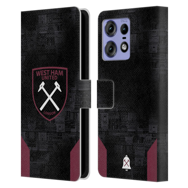 West Ham United FC 2024/25 Crest Kit Away Leather Book Wallet Case Cover For Motorola Edge 50 Pro