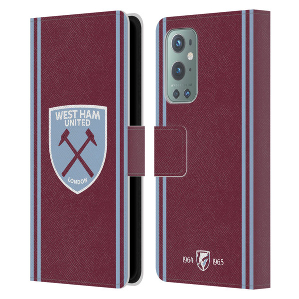 West Ham United FC 2024/25 Crest Kit Home Leather Book Wallet Case Cover For OnePlus 9