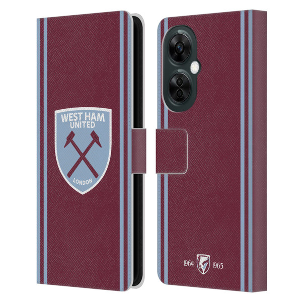 West Ham United FC 2024/25 Crest Kit Home Leather Book Wallet Case Cover For OnePlus Nord N30