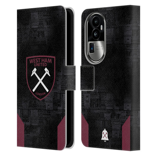 West Ham United FC 2024/25 Crest Kit Away Leather Book Wallet Case Cover For OPPO Reno10 Pro+