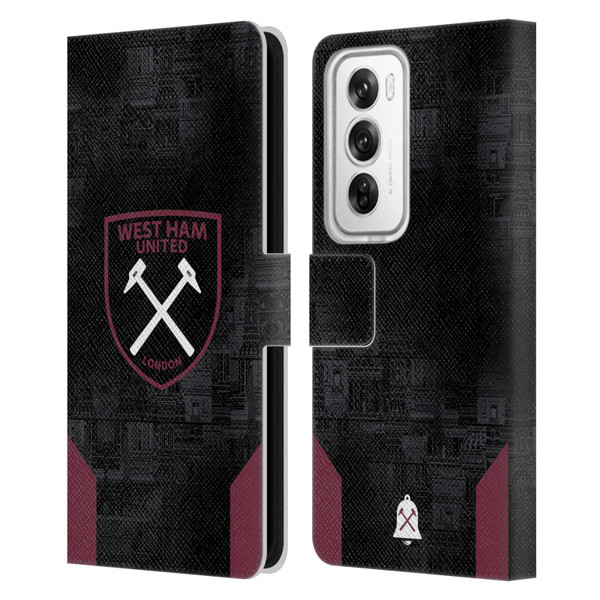 West Ham United FC 2024/25 Crest Kit Away Leather Book Wallet Case Cover For OPPO Reno12 Pro 5G