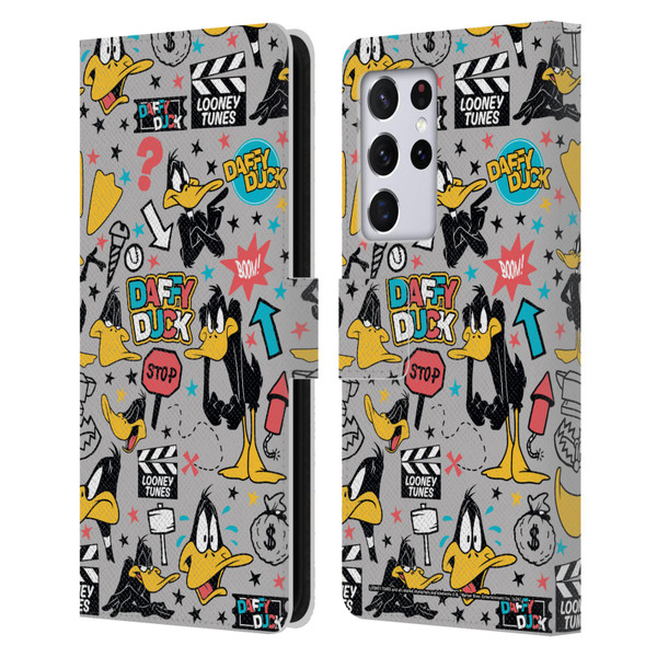 Looney Tunes Graphics and Characters Daffy Duck Leather Book Wallet Case Cover For Samsung Galaxy S21 Ultra 5G