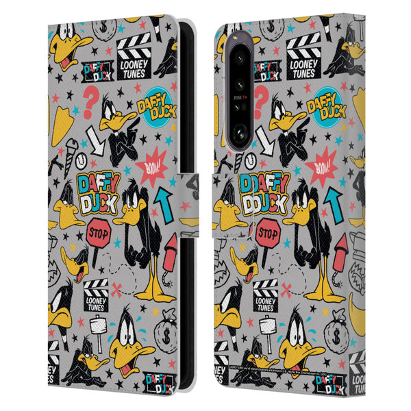 Looney Tunes Graphics and Characters Daffy Duck Leather Book Wallet Case Cover For Sony Xperia 1 IV