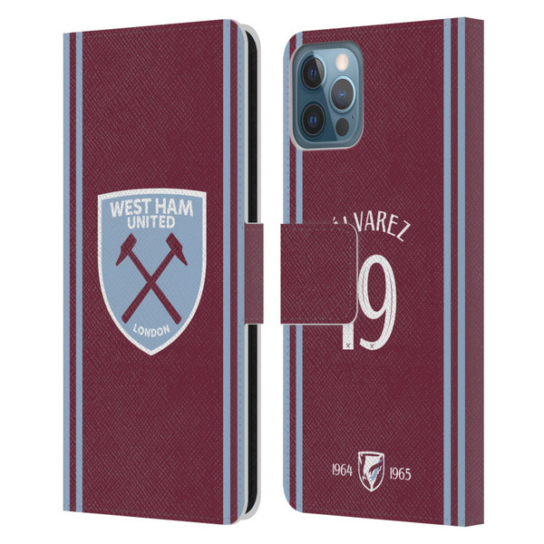 West Ham United FC 2024/25 Players Home Kit Edson Álvarez Leather Book Wallet Case Cover For Apple iPhone 12 / iPhone 12 Pro