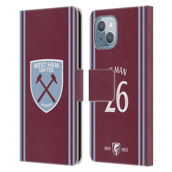 West Ham United FC 2024/25 Players Home Kit Maximilian Kilman Leather Book Wallet Case Cover For Apple iPhone 14 West Ham United FC 2024/25 Players Home Kit Maximilian Kilman Leather Book Wallet Case Cover For Apple iPhone 14