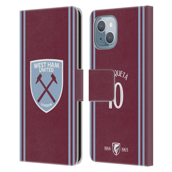 West Ham United FC 2024/25 Players Home Kit Lucas Paquetá Leather Book Wallet Case Cover For Apple iPhone 14
