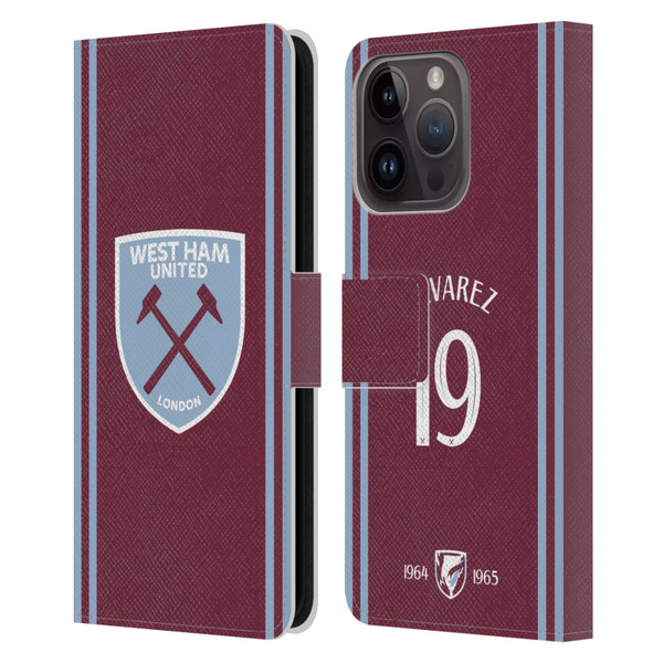 West Ham United FC 2024/25 Players Home Kit Edson Álvarez Leather Book Wallet Case Cover For Apple iPhone 15 Pro