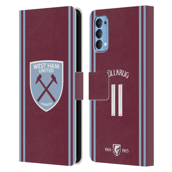 West Ham United FC 2024/25 Players Home Kit Niclas Füllkrug Leather Book Wallet Case Cover For OPPO Reno 4 5G West Ham United FC 2024/25 Players Home Kit Niclas Füllkrug Leather Book Wallet Case Cover For OPPO Reno 4 5G