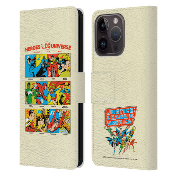 Justice League DC Comics 90th Anniversary Heroes Leather Book Wallet Case Cover For Apple iPhone 15 Pro