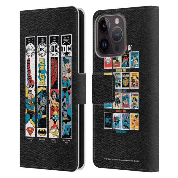 Justice League DC Comics 90th Anniversary Trinity Leather Book Wallet Case Cover For Apple iPhone 15 Pro