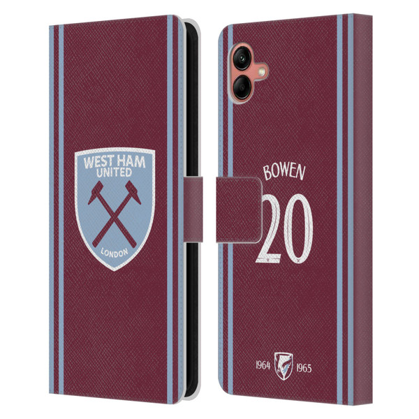 West Ham United FC 2024/25 Players Home Kit Jarrod Bowen Leather Book Wallet Case Cover For Samsung Galaxy A04 (2022) West Ham United FC 2024/25 Players Home Kit Jarrod Bowen Leather Book Wallet Case Cover For Samsung Galaxy A04 (2022)