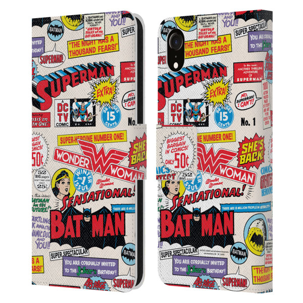 Justice League DC Comics 90th Anniversary Logo Pattern Leather Book Wallet Case Cover For Apple iPhone XR