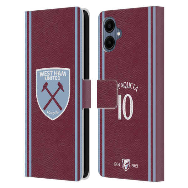 West Ham United FC 2024/25 Players Home Kit Lucas Paquetá Leather Book Wallet Case Cover For Samsung Galaxy A06 4G West Ham United FC 2024/25 Players Home Kit Lucas Paquetá Leather Book Wallet Case Cover For Samsung Galaxy A06 4G