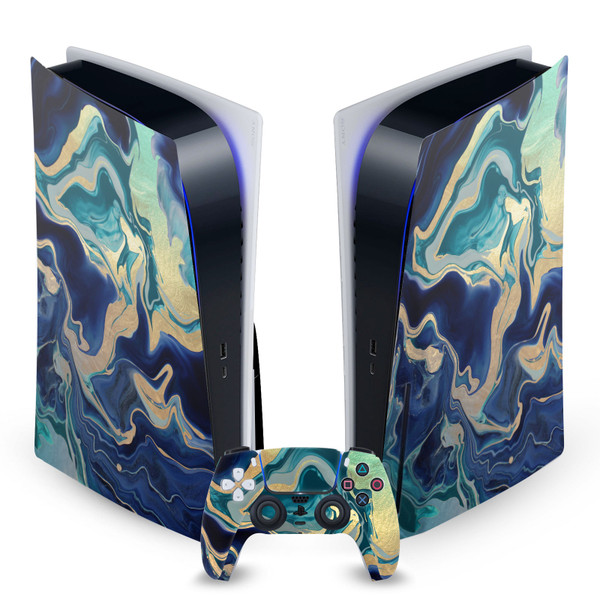 Monika Strigel Art Mix Indigo Vinyl Sticker Skin Decal Cover for Sony PS5 Disc Edition Bundle