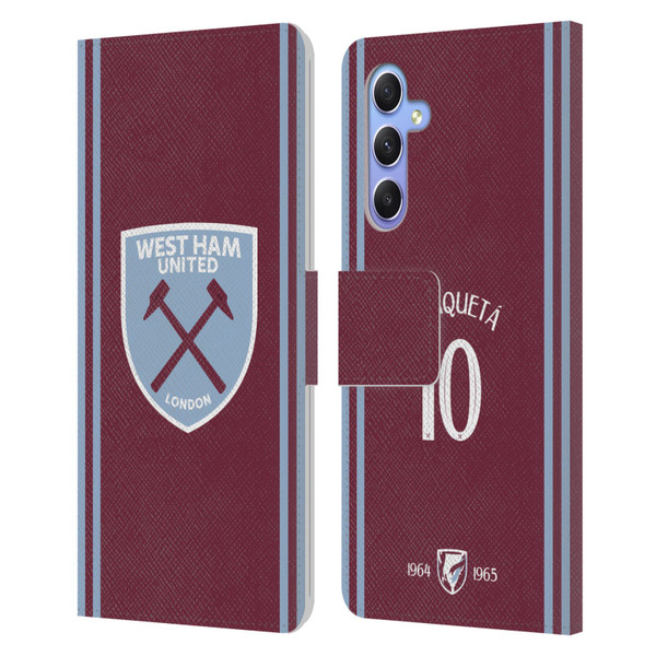 West Ham United FC 2024/25 Players Home Kit Lucas Paquetá Leather Book Wallet Case Cover For Samsung Galaxy A34 5G West Ham United FC 2024/25 Players Home Kit Lucas Paquetá Leather Book Wallet Case Cover For Samsung Galaxy A34 5G