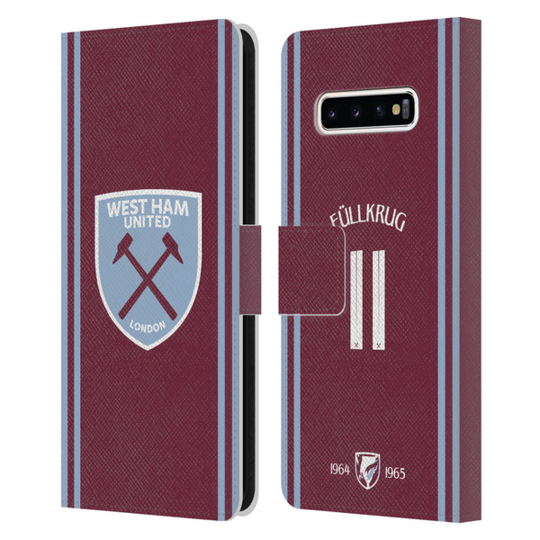 West Ham United FC 2024/25 Players Home Kit Niclas Füllkrug Leather Book Wallet Case Cover For Samsung Galaxy S10+ / S10 Plus West Ham United FC 2024/25 Players Home Kit Niclas Füllkrug Leather Book Wallet Case Cover For Samsung Galaxy S10+ / S10 Plus