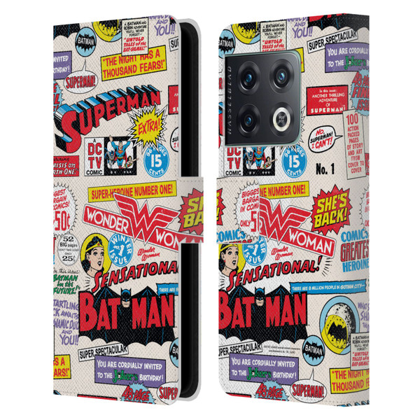 Justice League DC Comics 90th Anniversary Logo Pattern Leather Book Wallet Case Cover For OnePlus 10 Pro