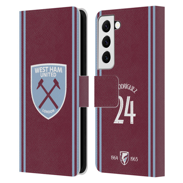 West Ham United FC 2024/25 Players Home Kit Guido Rodríguez Leather Book Wallet Case Cover For Samsung Galaxy S22 5G