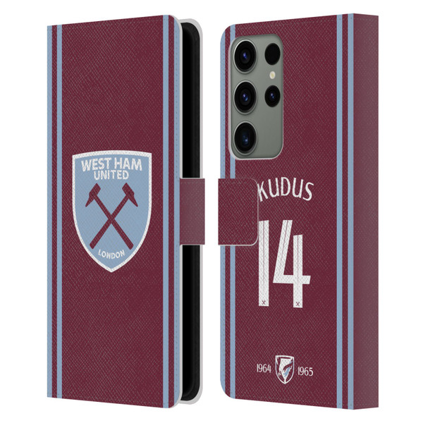 West Ham United FC 2024/25 Players Home Kit Mohammed Kudus Leather Book Wallet Case Cover For Samsung Galaxy S23 Ultra 5G West Ham United FC 2024/25 Players Home Kit Mohammed Kudus Leather Book Wallet Case Cover For Samsung Galaxy S23 Ultra 5G