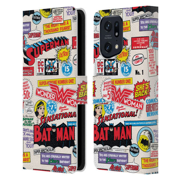 Justice League DC Comics 90th Anniversary Logo Pattern Leather Book Wallet Case Cover For OPPO Find X5 Pro