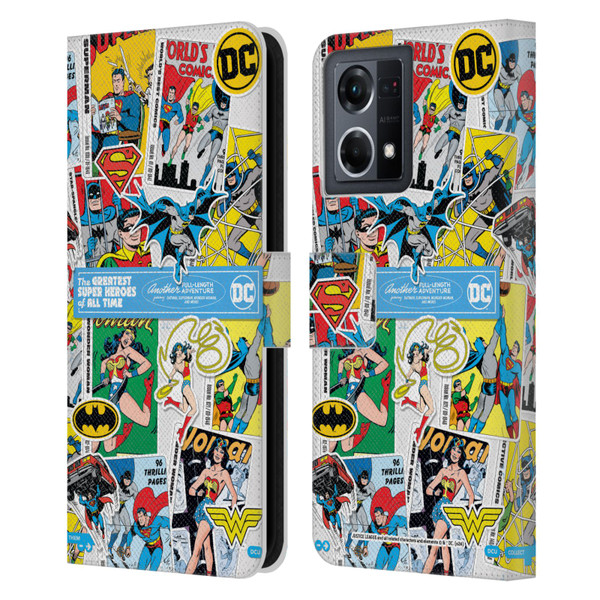 Justice League DC Comics 90th Anniversary Sticker Collage Leather Book Wallet Case Cover For OPPO Reno8 4G