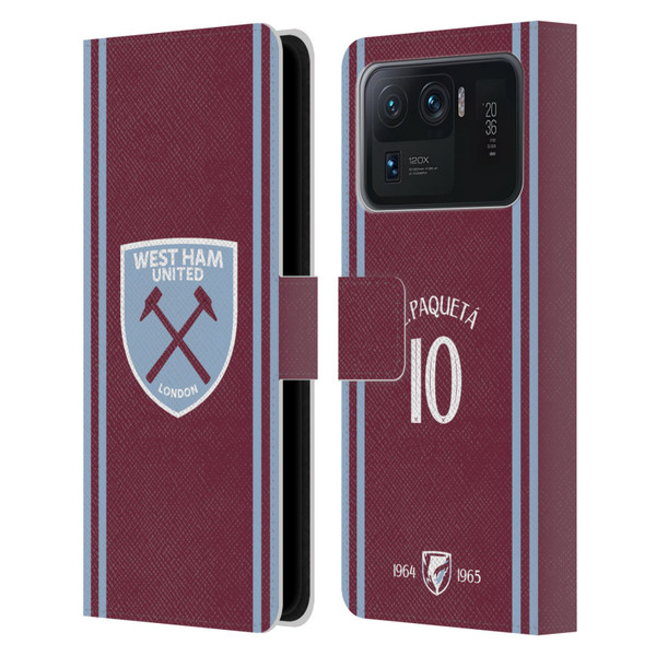 West Ham United FC 2024/25 Players Home Kit Lucas Paquetá Leather Book Wallet Case Cover For Xiaomi Mi 11 Ultra