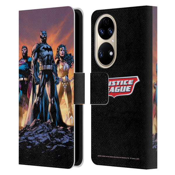 Justice League DC Comics Comic Book Covers Icons Trinity Leather Book Wallet Case Cover For Huawei P50