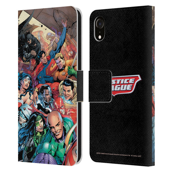 Justice League DC Comics Comic Book Covers #34 Group Leather Book Wallet Case Cover For Apple iPhone XR