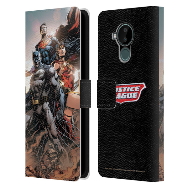 Justice League DC Comics Comic Book Covers Rebirth Trinity #1 Leather Book Wallet Case Cover For Nokia C30