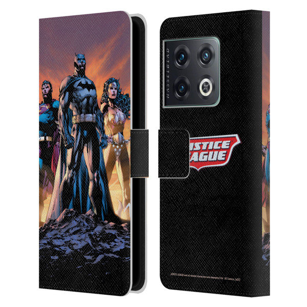 Justice League DC Comics Comic Book Covers Icons Trinity Leather Book Wallet Case Cover For OnePlus 10 Pro