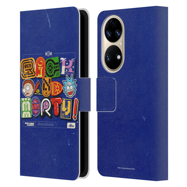 Rick And Morty Duo Graphics Typography Leather Book Wallet Case Cover For Huawei P50