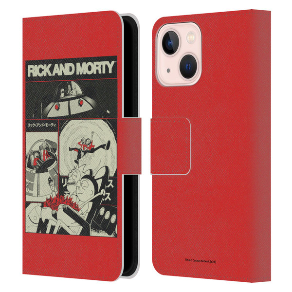 Rick And Morty Duo Graphics The Space Cruiser Collage Leather Book Wallet Case Cover For Apple iPhone 13 Mini