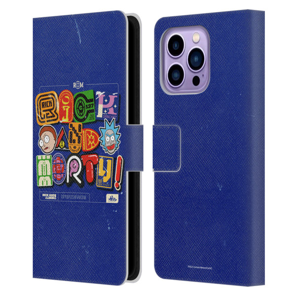 Rick And Morty Duo Graphics Typography Leather Book Wallet Case Cover For Apple iPhone 14 Pro Max