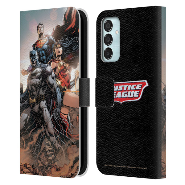 Justice League DC Comics Comic Book Covers Rebirth Trinity #1 Leather Book Wallet Case Cover For Samsung Galaxy M15/F15 5G