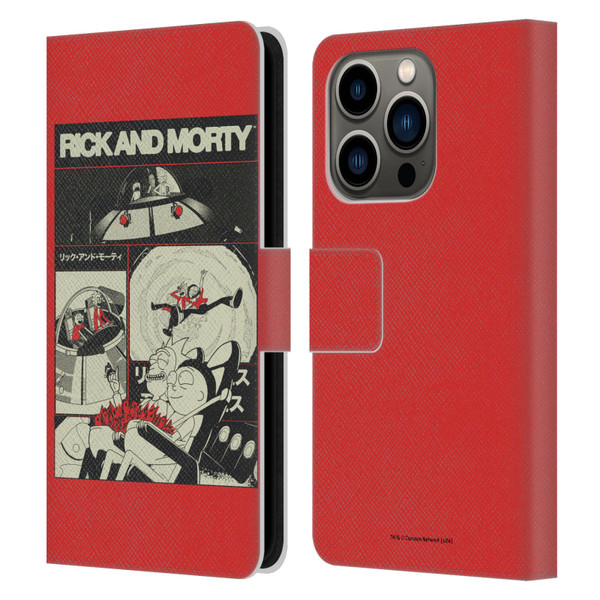 Rick And Morty Duo Graphics The Space Cruiser Collage Leather Book Wallet Case Cover For Apple iPhone 14 Pro