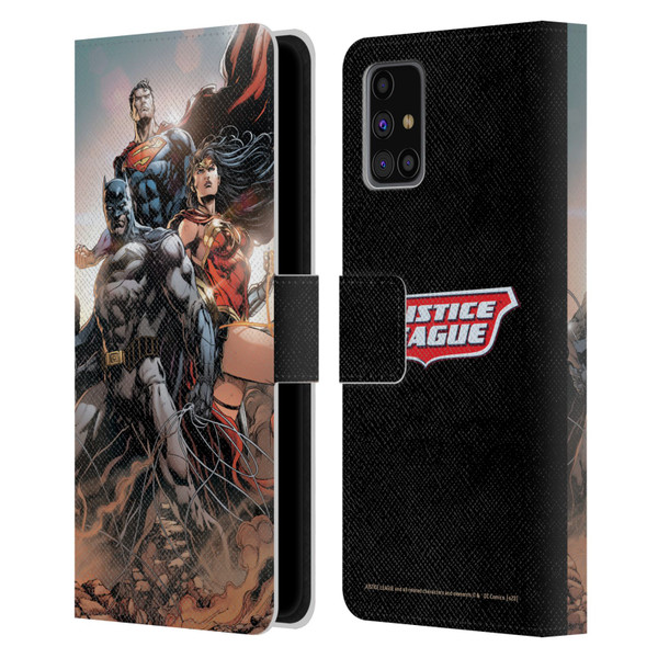 Justice League DC Comics Comic Book Covers Rebirth Trinity #1 Leather Book Wallet Case Cover For Samsung Galaxy M31s (2020)