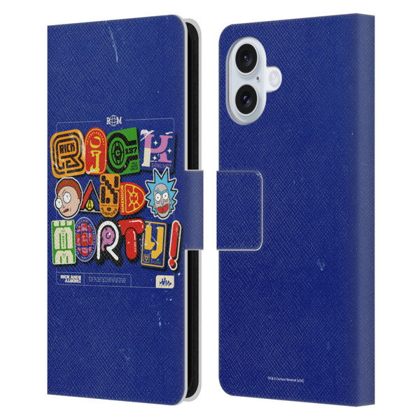 Rick And Morty Duo Graphics Typography Leather Book Wallet Case Cover For Apple iPhone 16 Plus