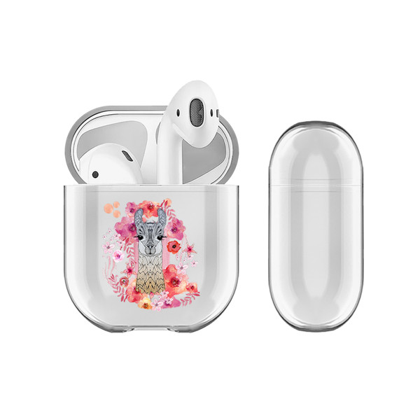 Monika Strigel Animal And Flowers Llama Clear Hard Crystal Cover for Apple AirPods 1 1st Gen / 2 2nd Gen Charging Case