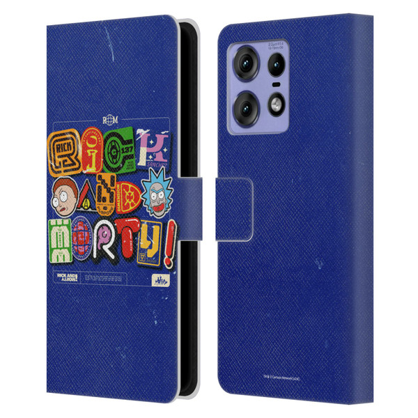 Rick And Morty Duo Graphics Typography Leather Book Wallet Case Cover For Motorola Edge 50 Pro