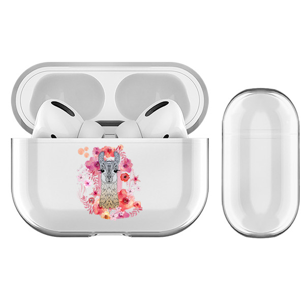 Monika Strigel Animal And Flowers Llama Clear Hard Crystal Cover for Apple AirPods Pro Charging Case