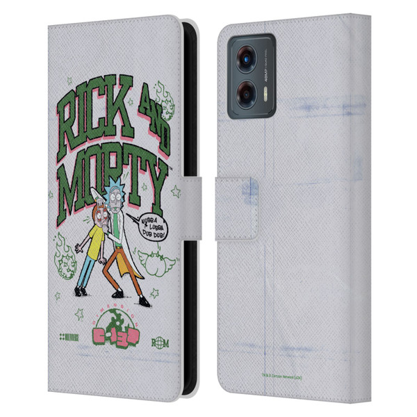 Rick And Morty Duo Graphics Wubb A Lubba Dub Dub Leather Book Wallet Case Cover For Motorola Moto G (2023)
