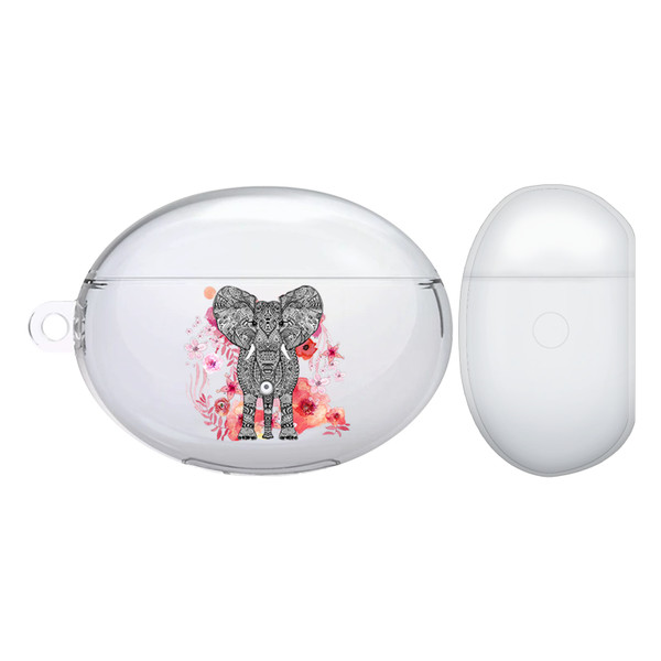 Monika Strigel Animal And Flowers Elephant Clear Hard Crystal Cover for Huawei Freebuds 4