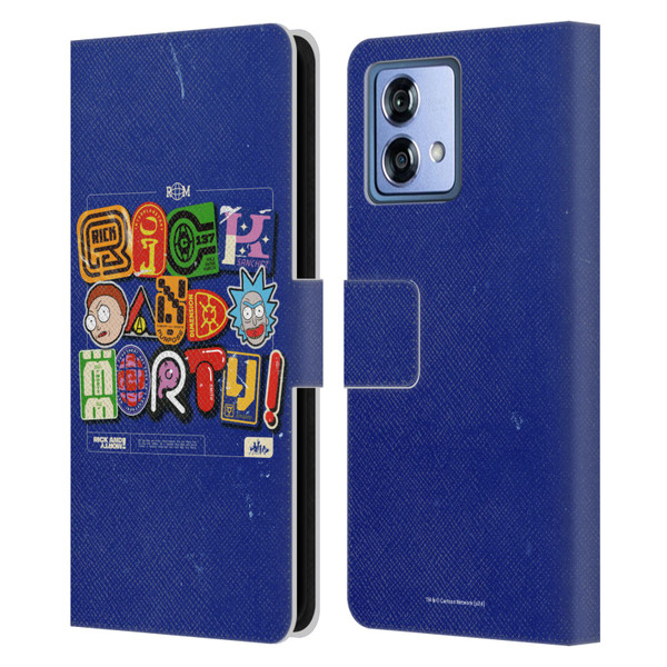 Rick And Morty Duo Graphics Typography Leather Book Wallet Case Cover For Motorola Moto G84 5G