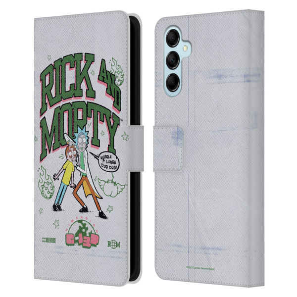 Rick And Morty Duo Graphics Wubb A Lubba Dub Dub Leather Book Wallet Case Cover For Samsung Galaxy M14 5G