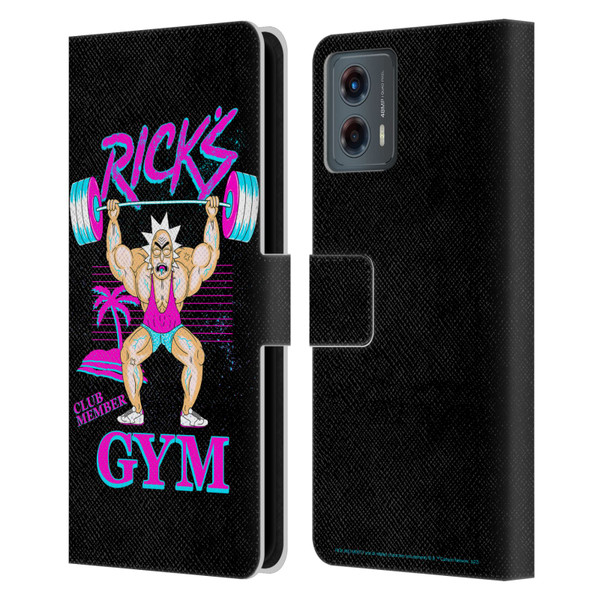 Rick And Morty Season 1 & 2 Graphics Rick's Gym Leather Book Wallet Case Cover For Motorola Moto G (2023)