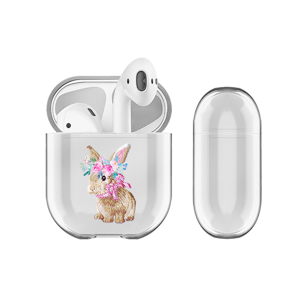 Monika Strigel Cute Pastel Friends Bunny Clear Hard Crystal Cover for Apple AirPods 1 1st Gen / 2 2nd Gen Charging Case