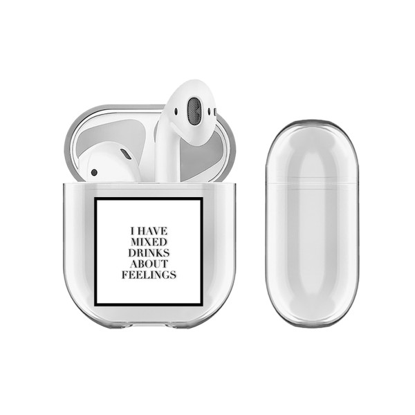 Monika Strigel Fashion Typo Feelings Clear Hard Crystal Cover for Apple AirPods 1 1st Gen / 2 2nd Gen Charging Case