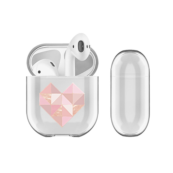 Monika Strigel Geo Hearts Blush Clear Hard Crystal Cover for Apple AirPods 1 1st Gen / 2 2nd Gen Charging Case